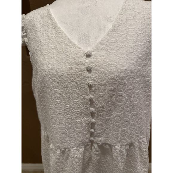 Joie White Eyelet Flutter Sleeve Mini Dress Size XL - Picture 2 of 7
